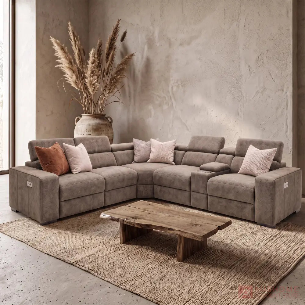Chicago Fabric Modular Reclining Sofa - Fudge Truffle