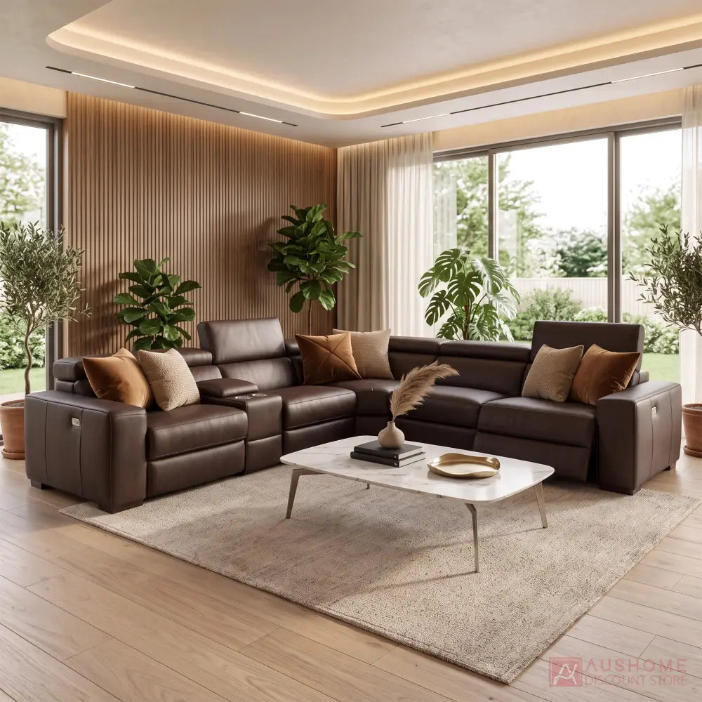 Chicago Leather Modular Reclining Sofa - Dark Brown