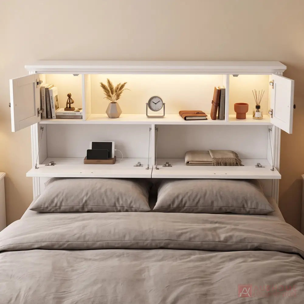 Volin bed frame with built-in LED headboard lighting