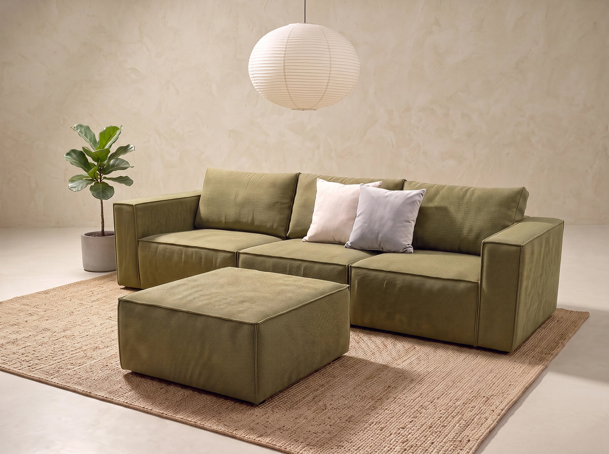 Arden custom modular sofa with ottoman in premium fabric – Australian made sofa Sydney