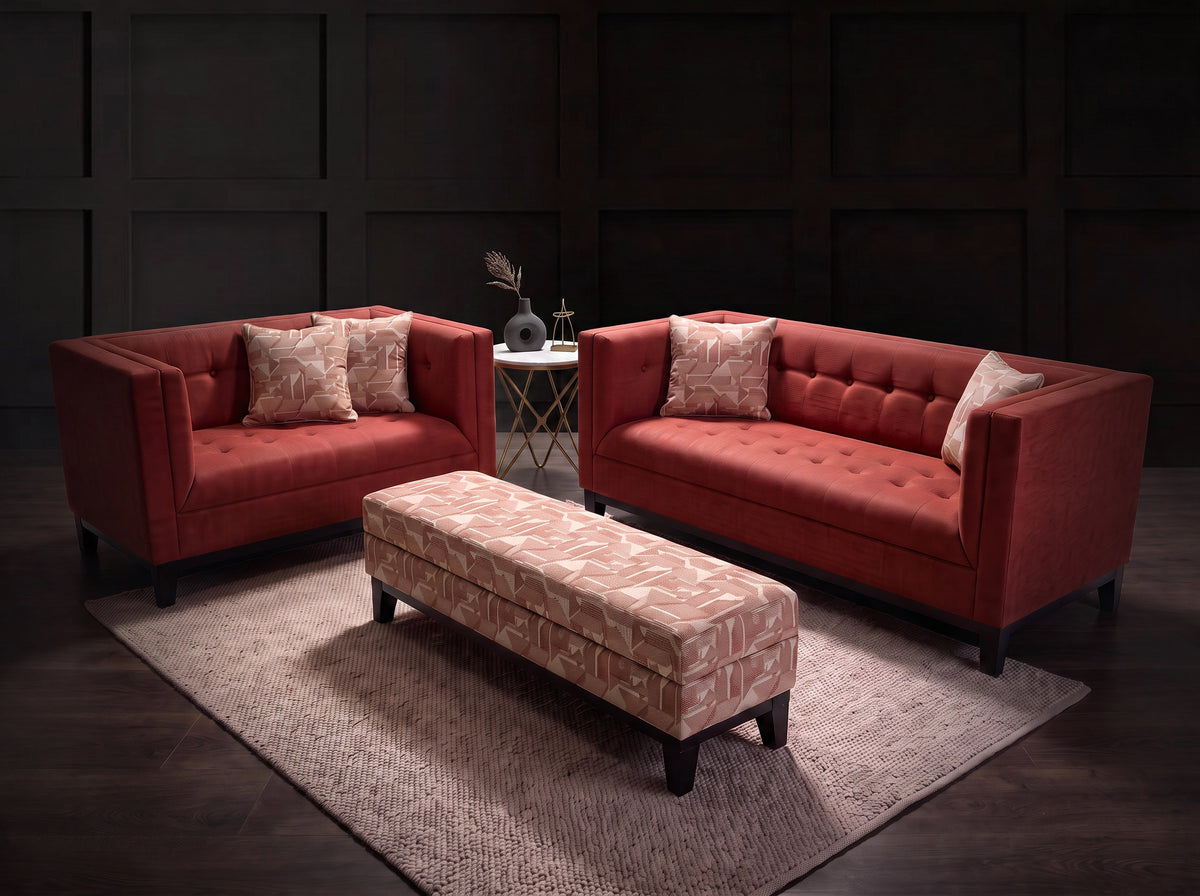 Ashlee custom sofa with ottoman available in 3 + 2 and corner configurations