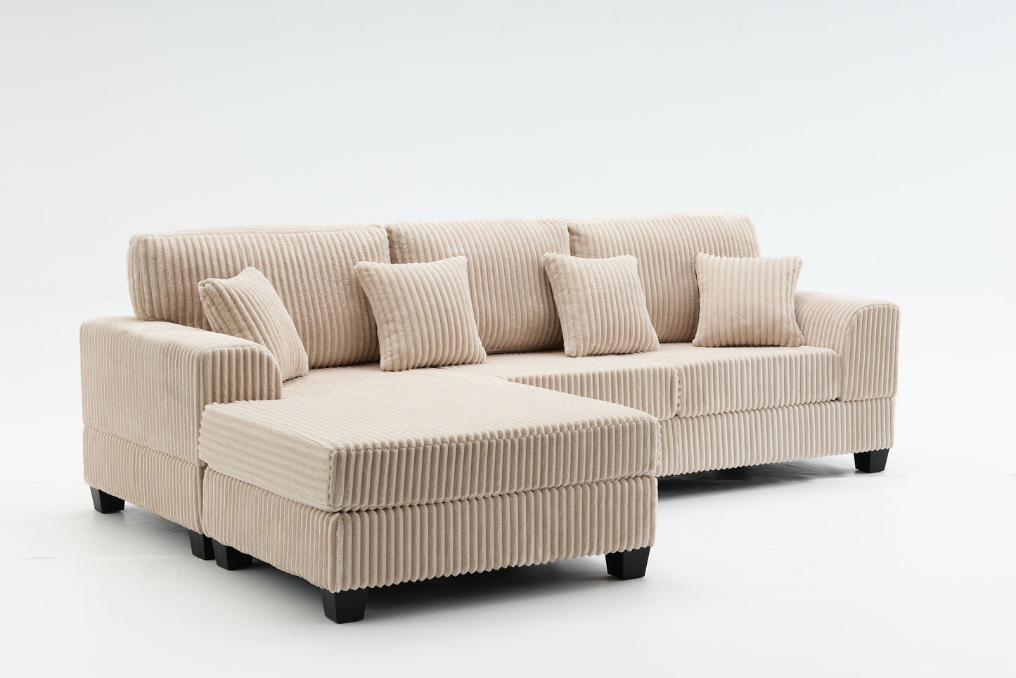 Corduroy Sofa with chaise in Beige