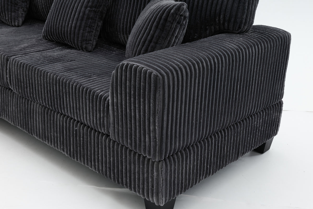 Corduroy chaise sofa side view