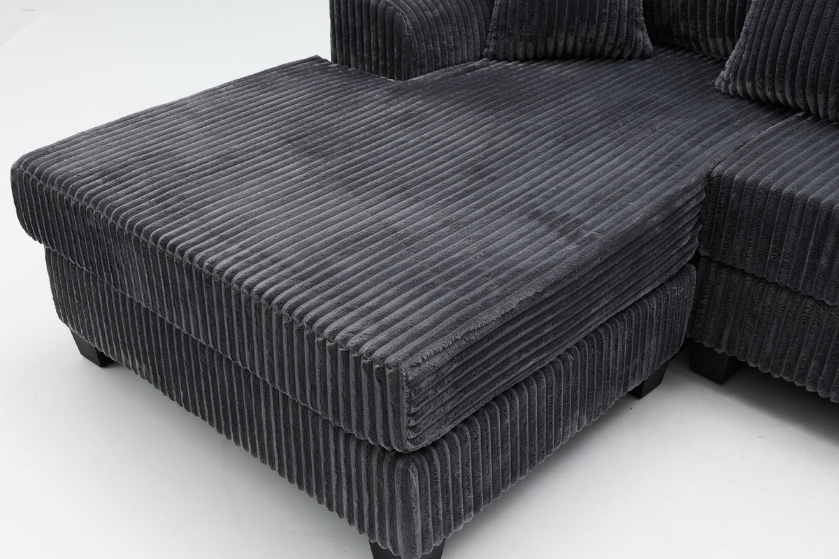 Corduroy chaise sofa chaise view