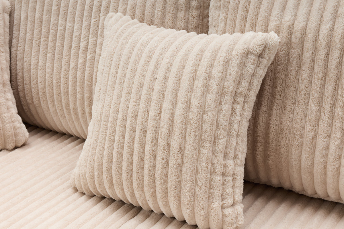 Corduroy fabric sofa with ribbed texture