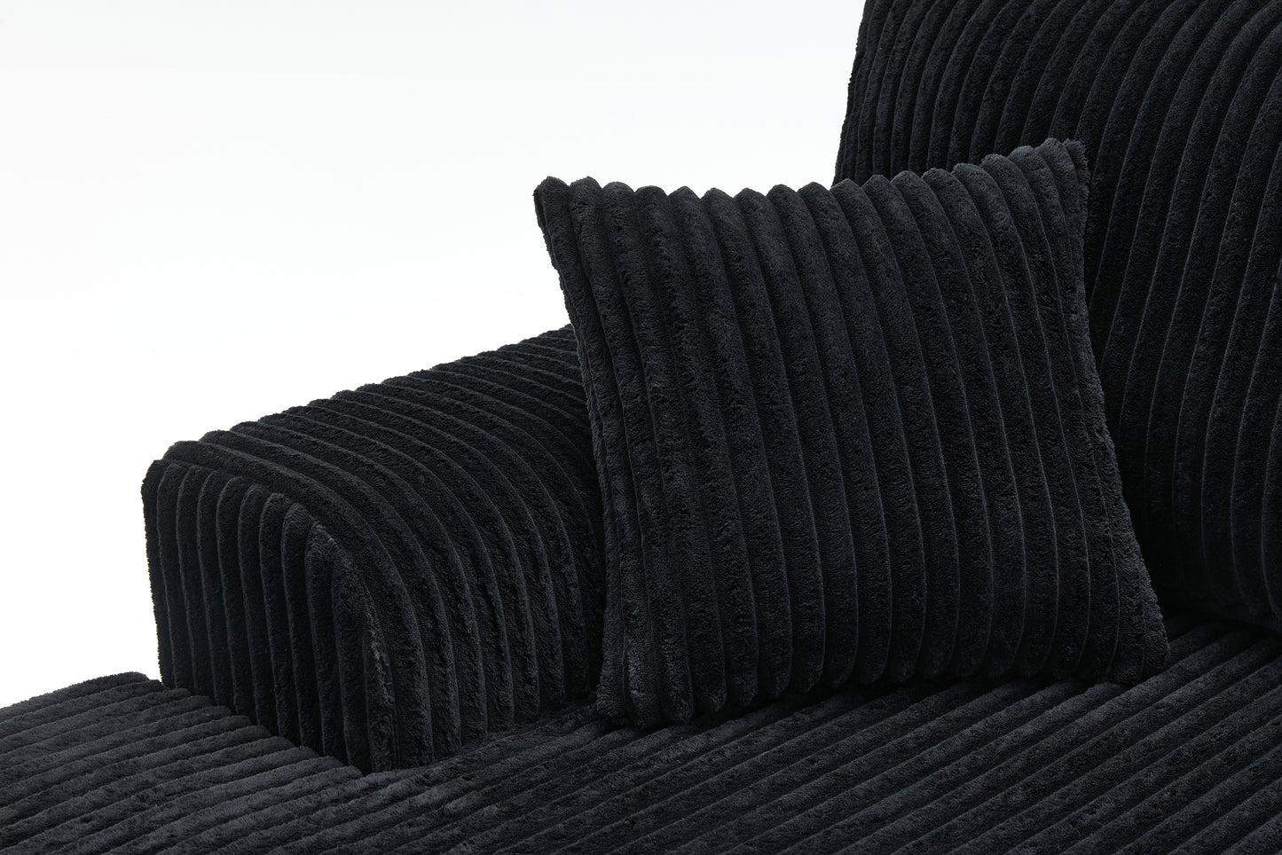 Corduroy fabric sofa with ribbed texture