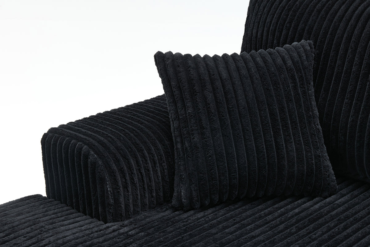 Corduroy fabric sofa with ribbed texture