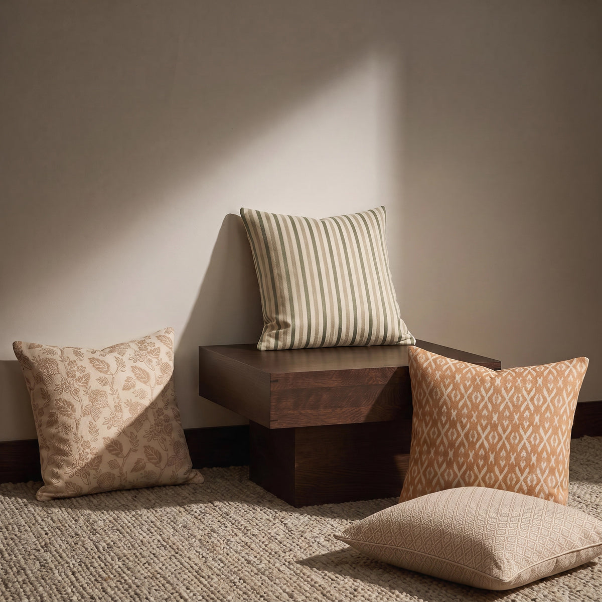 Styled scatter cushions in different fabrics