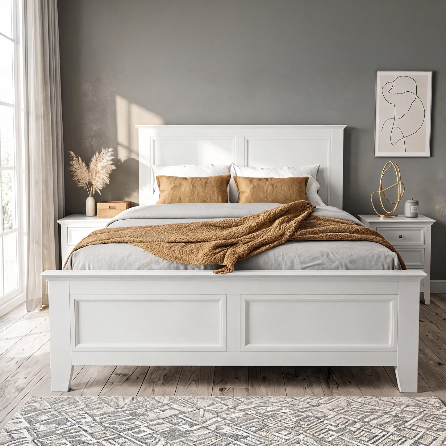 Freya Bed White Pine Timber and MDF Bed Frame
