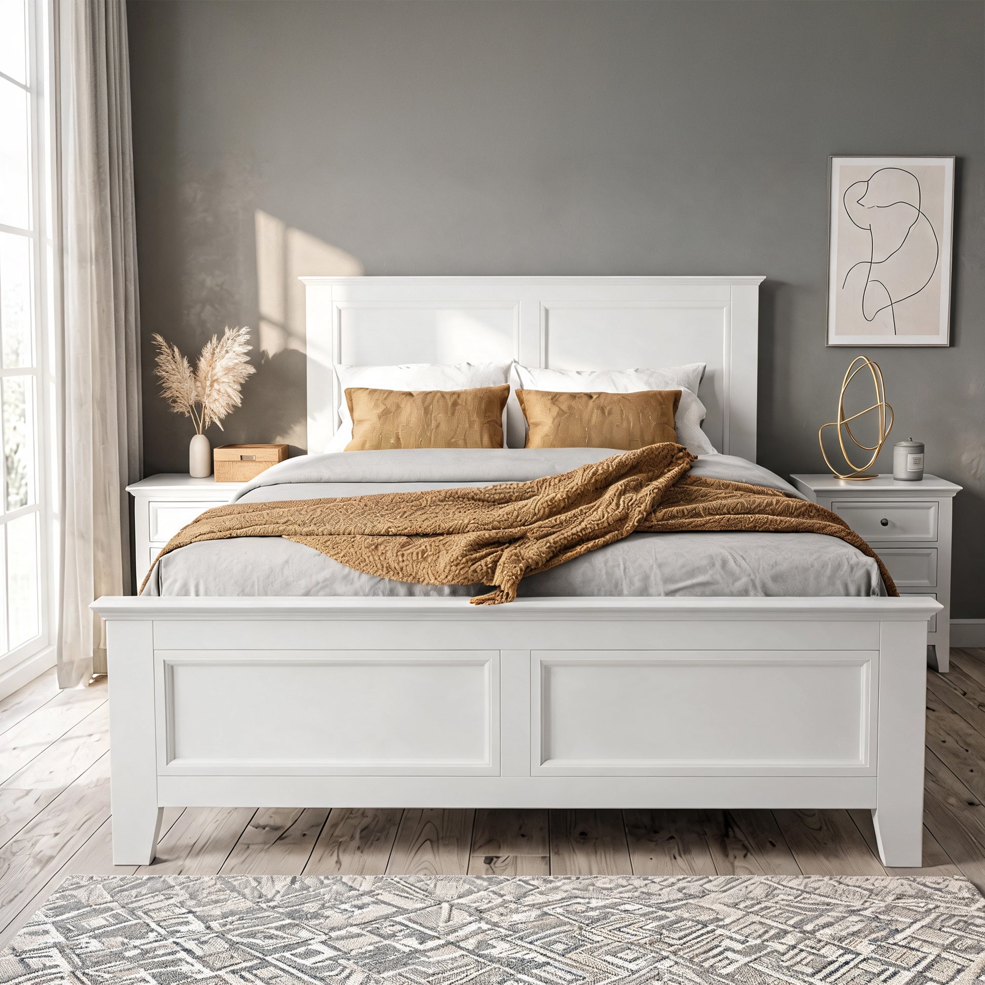 Freya Bed White Pine Timber and MDF Bed Frame