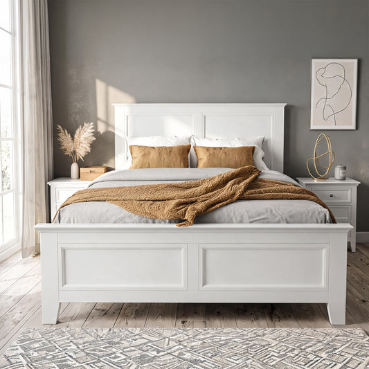 Freya Bed White Pine Timber and MDF Bed Frame