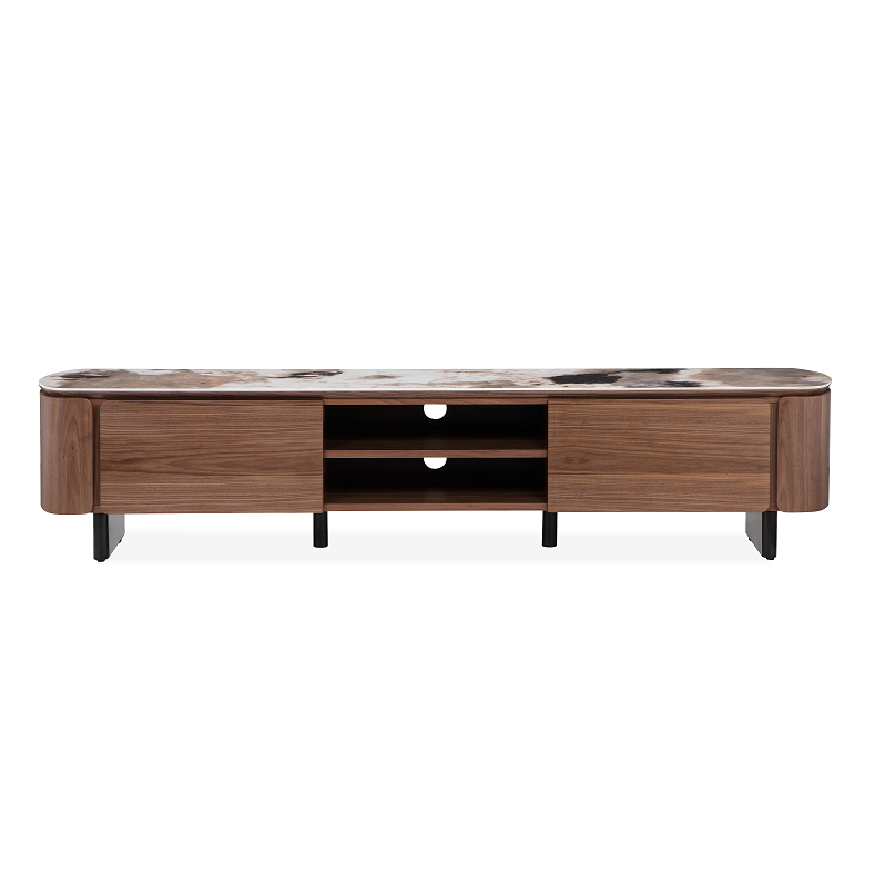 Modern MORIKO Entertainment Unit with patterned ceramic tabletop