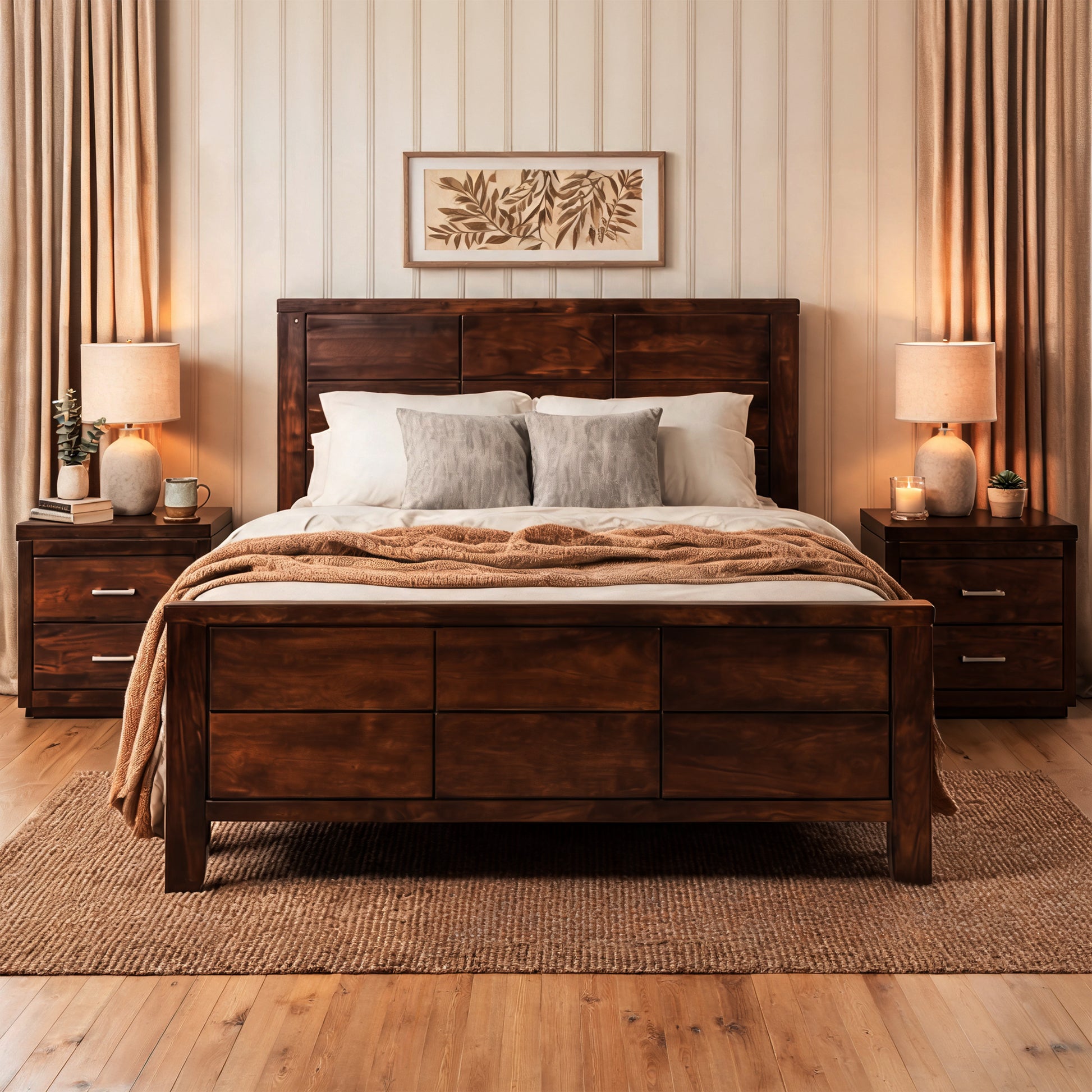 Nooture pine timber bed frame with natural wood design