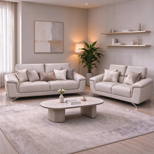 Victor Leather Lounge Suite 3 and 2 Seater in genuine leather