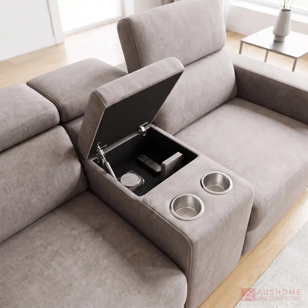 Chicago modular reclining sofa with centre console and cup holders