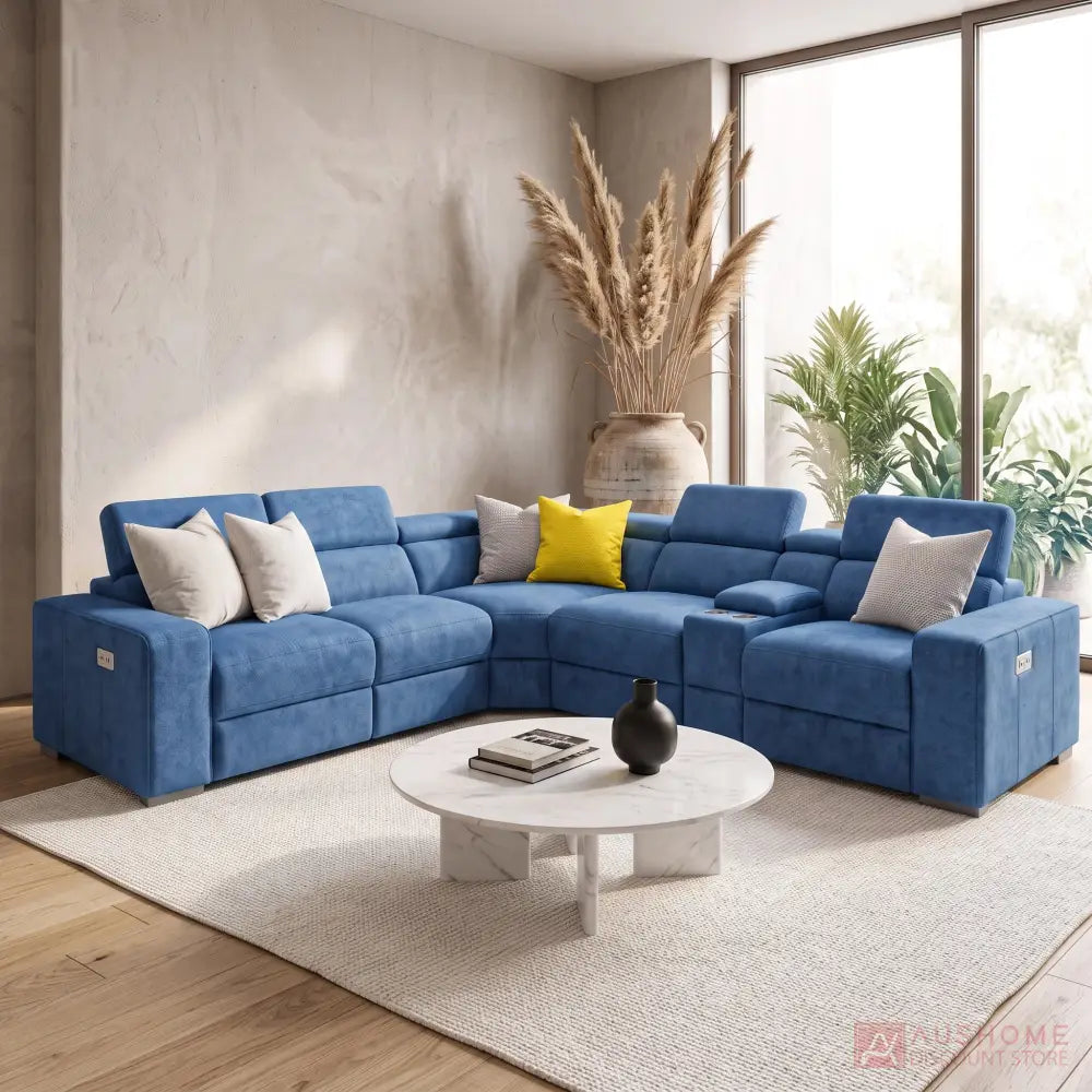 Chicago Fabric Modular Reclining Sofa - Blue