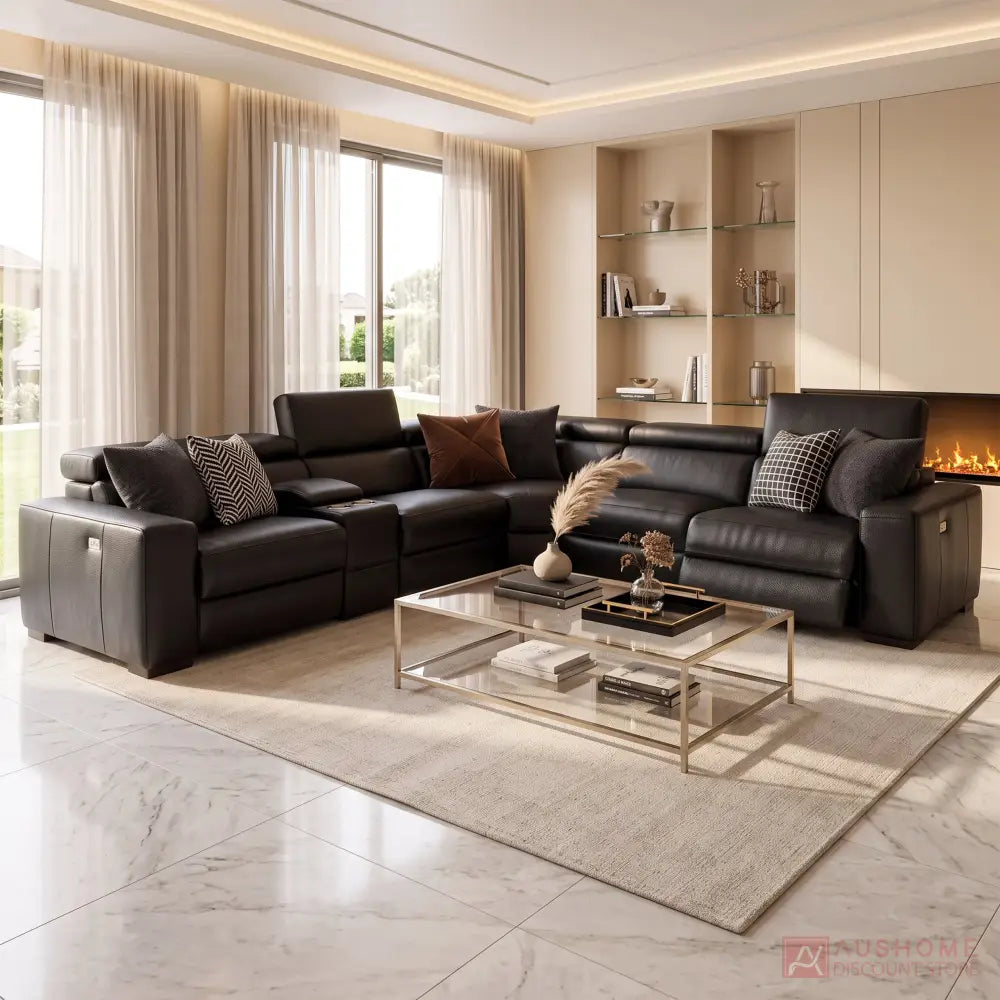 Chicago Leather Modular Reclining Sofa - Black
