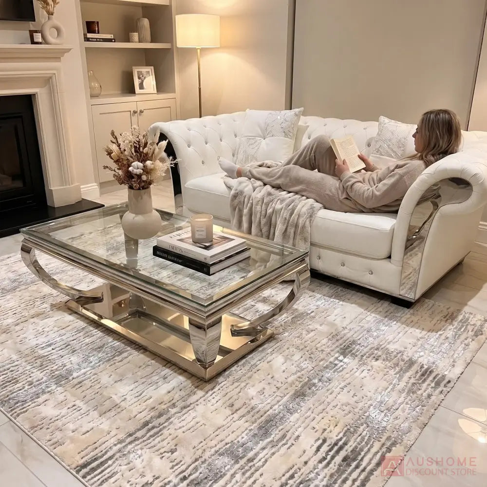 White Modern leather two-seater sofa