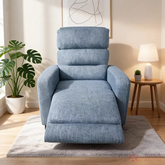 Manual Fabric Recliner Chair with High Back and Footrest
