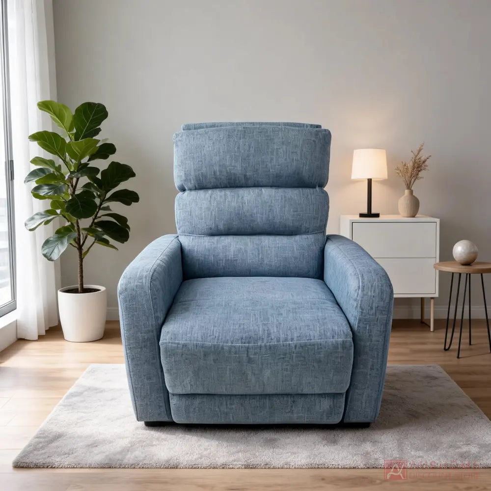 Manual Fabric Recliner Chair with High Back and Footrest