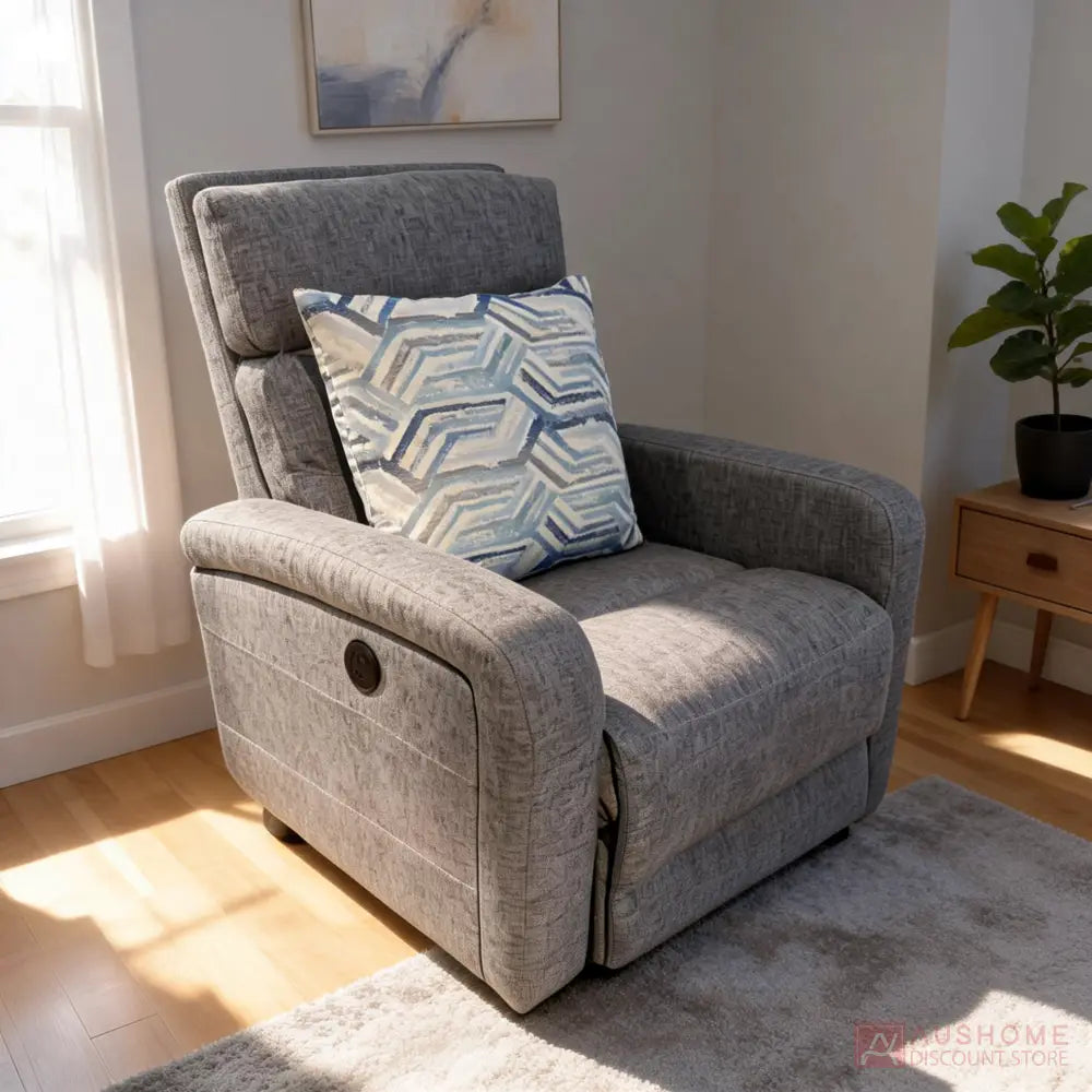 Manual Fabric Recliner Chair with High Back and Footrest