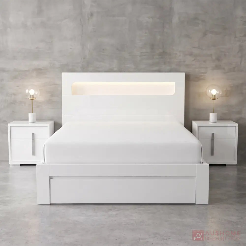 Prada upholstered bed with LED headboard lighting