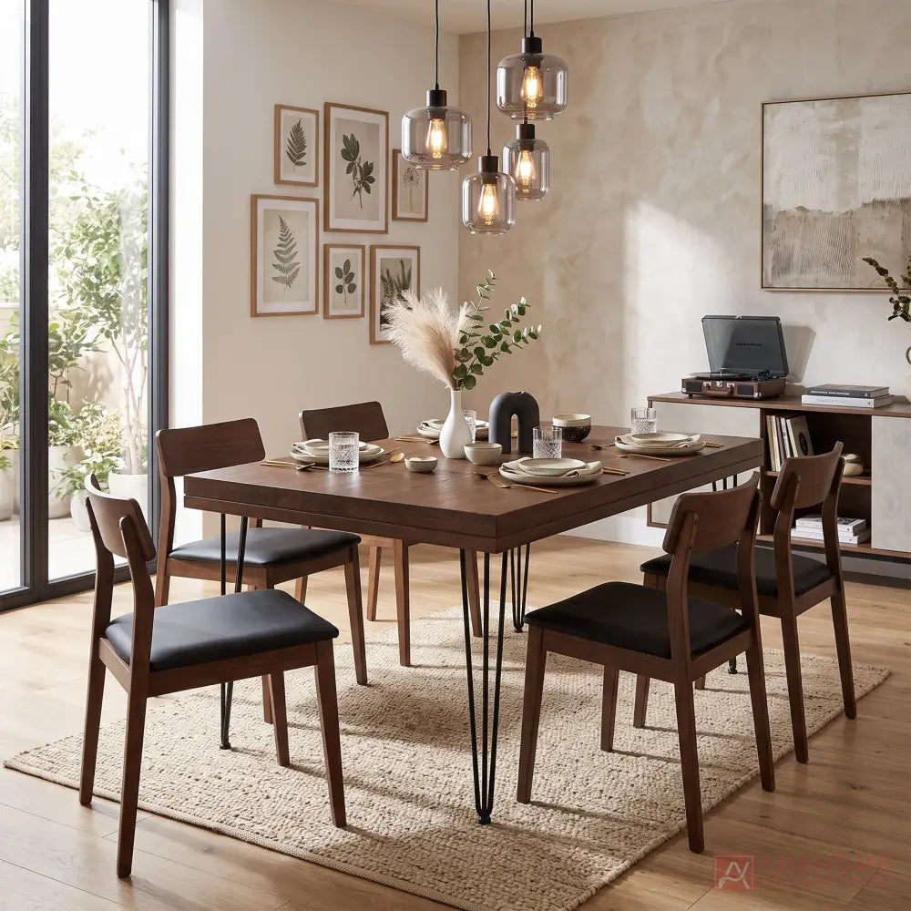 Roland Solid Timber Dining Table with black metal legs