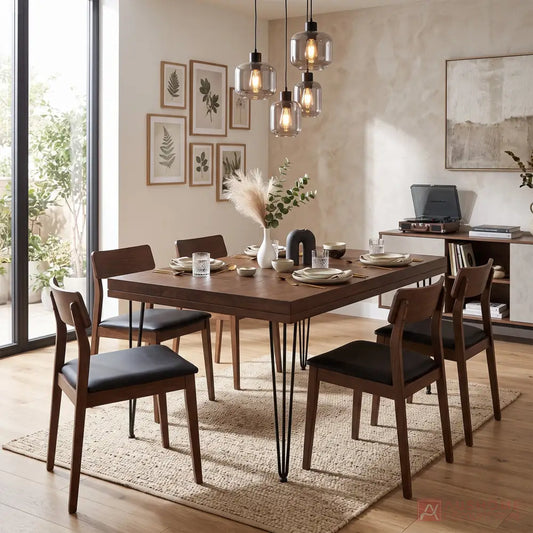 Roland Solid Timber Dining Table with black metal legs