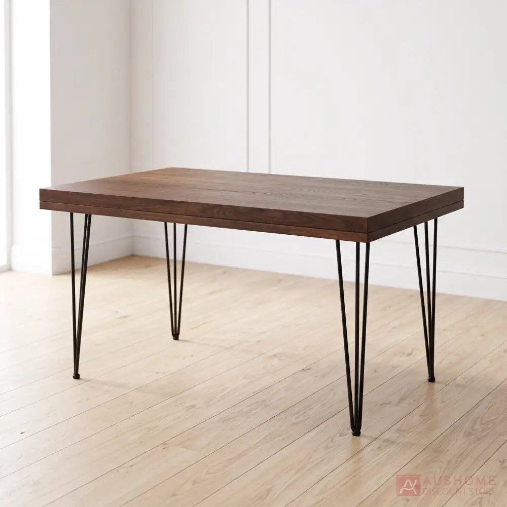 Roland Solid Timber Dining Table with black metal legs