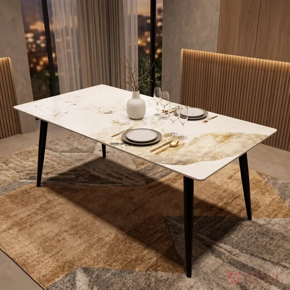 Super 95 ceramic dining table in Pandora Pattern finish