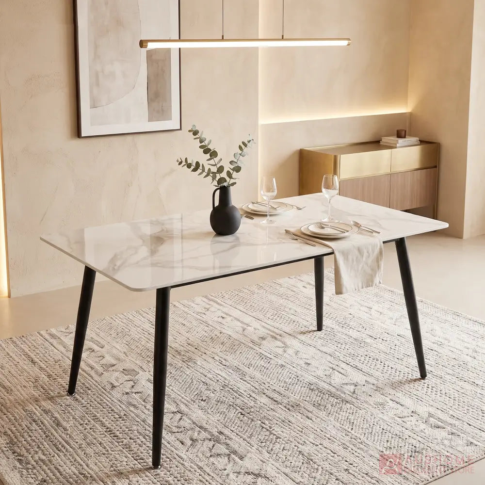 Super 95 1.5m ceramic dining table in White Marble
