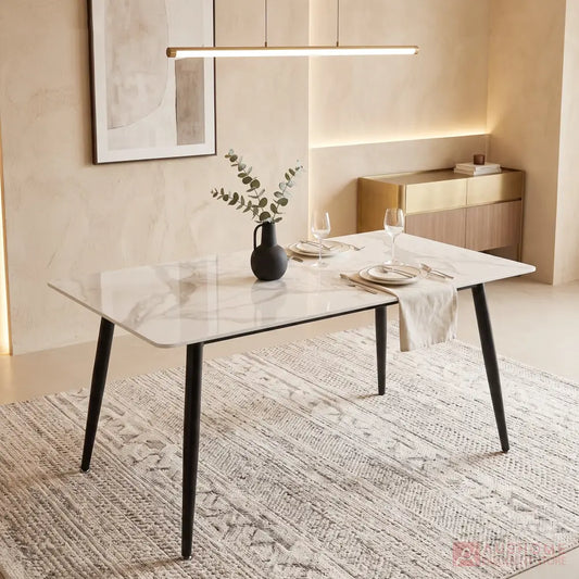 Super 95 1.5m ceramic dining table in White Marble
