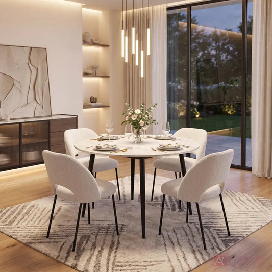 Super 95 1.2m round White Marble ceramic dining table